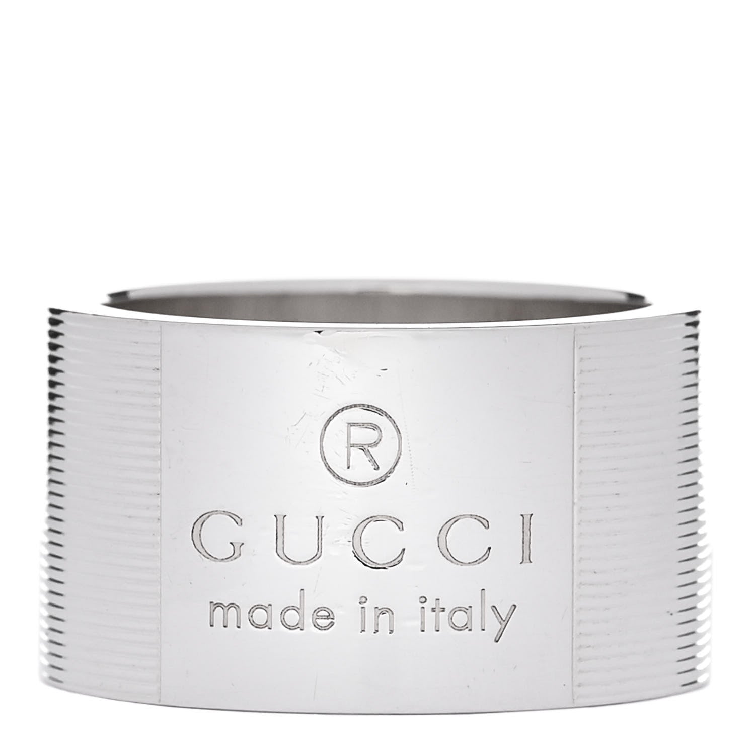 Gucci Sterling Silver 12mm Trademark Wide Band Ring 54 7 1 of 6