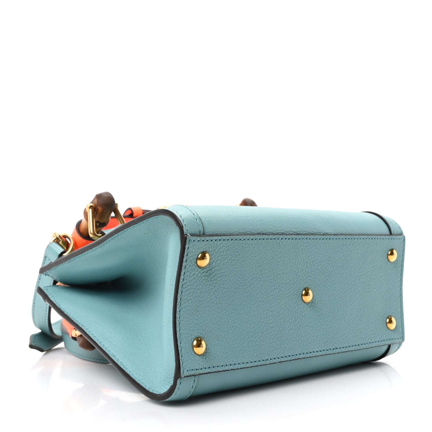 Gucci Textured Dollar Calfskin Web Mini Diana Tote Bag Dusty Azure