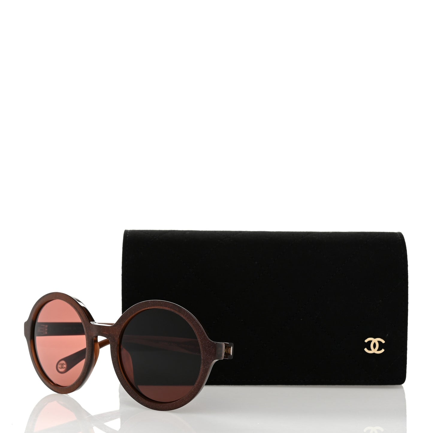 Acetate Polarized Round Glitter Sunglasses 5522U Brown