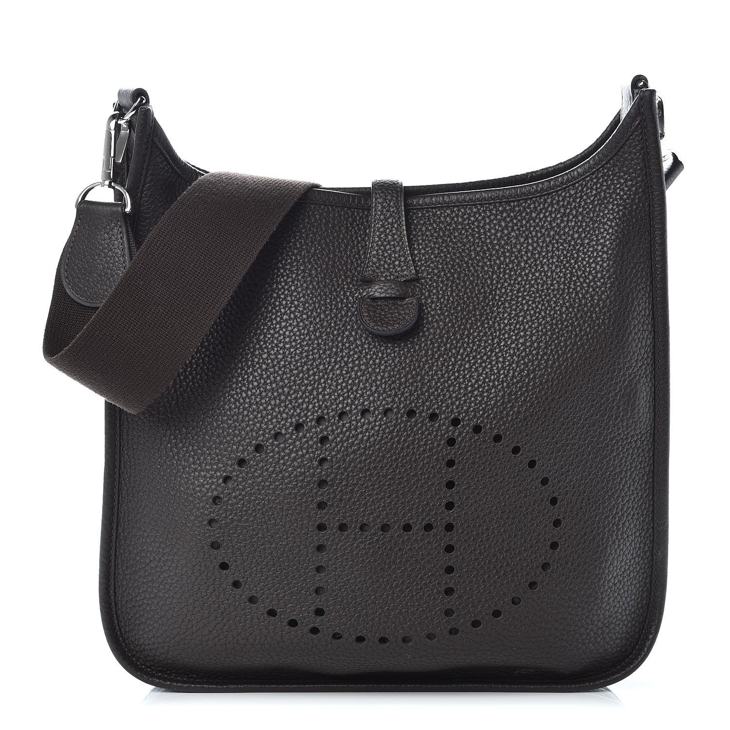 Hermes Taurillon Clemence Evelyne II PM Chocolate 1 of 12