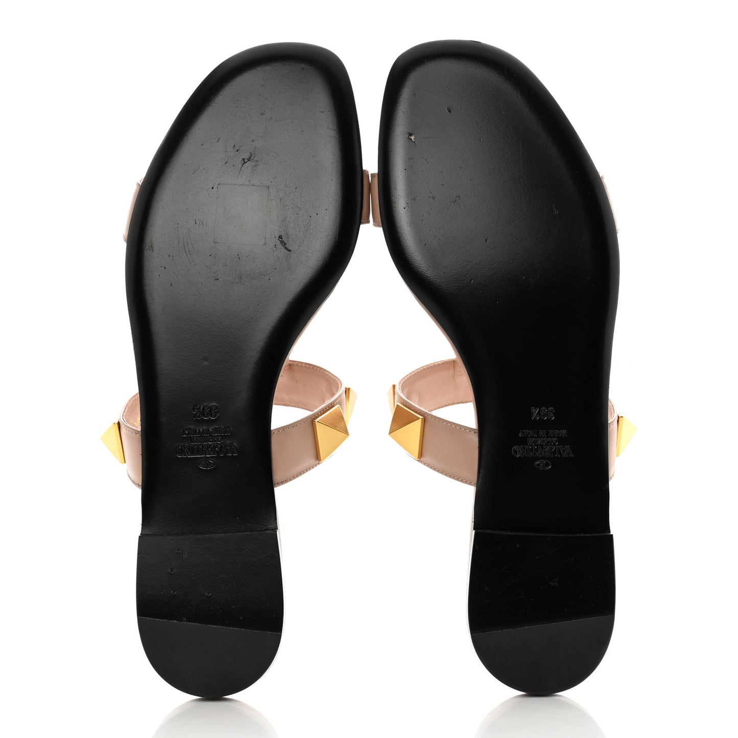 Calfskin Roman Stud Flat Slide Sandals 39.5 Rose Cannelle