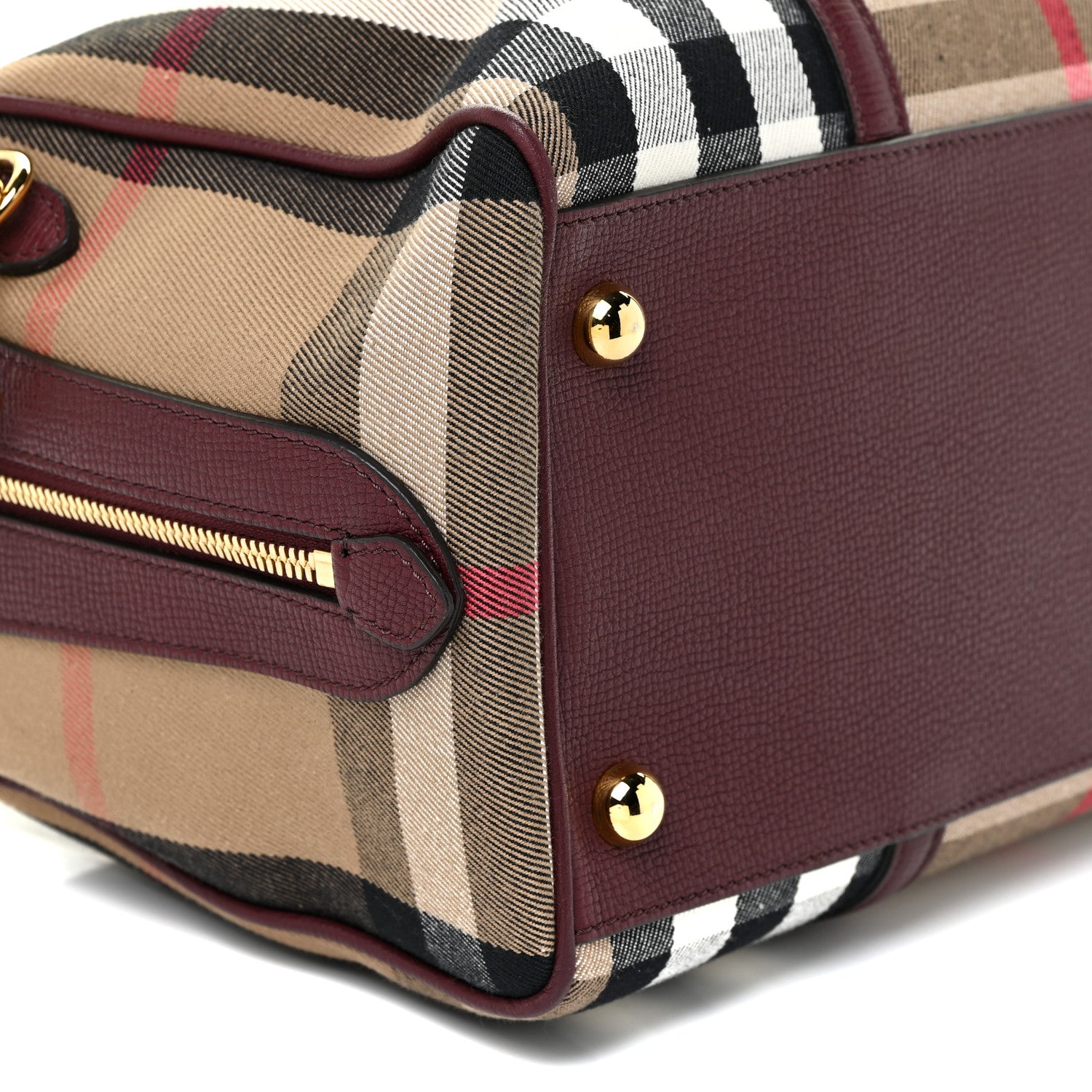 Burberry House Check Derby Calfskin Medium Alchester Bowling Bag Mahogany Red 8 of 13