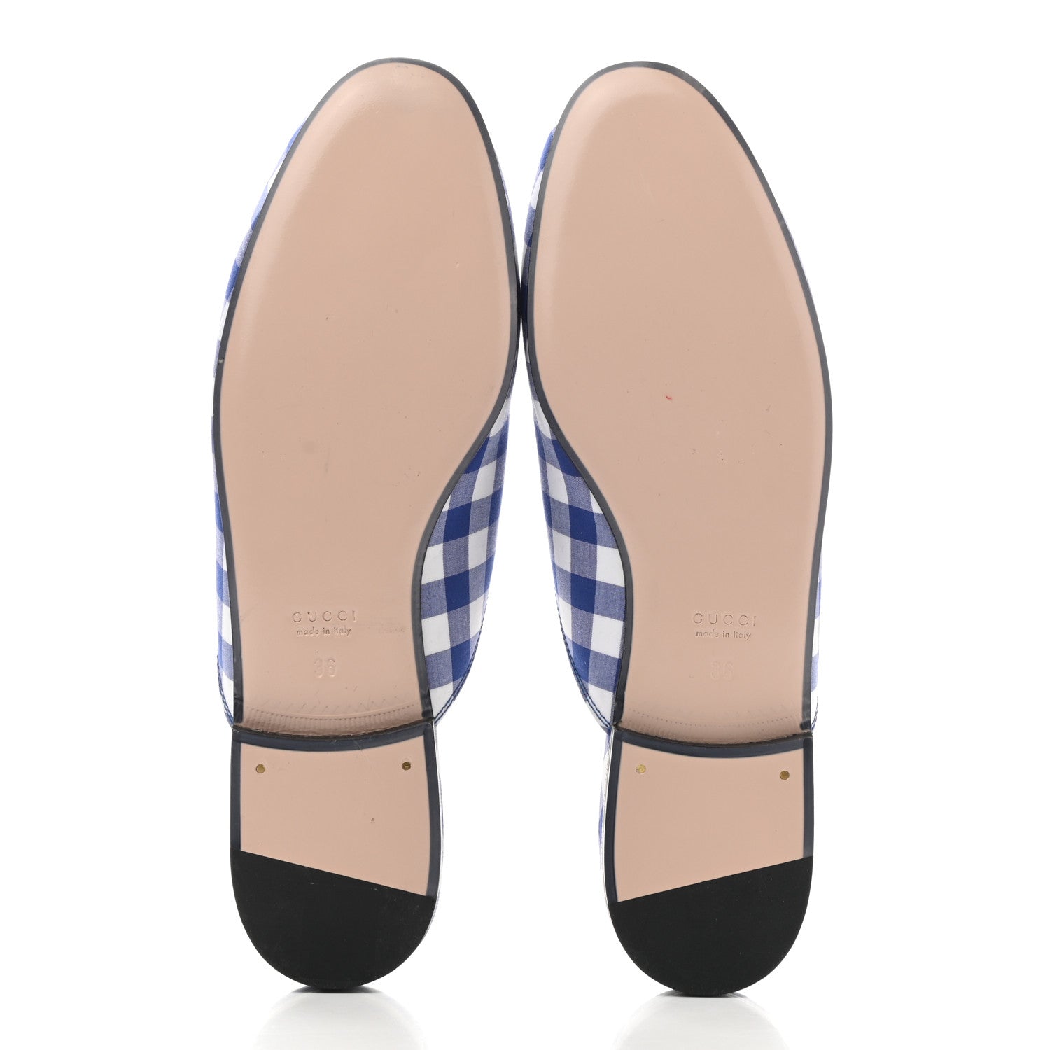 Gucci Cotton Gingham Womens Princetown Slippers 36 White Blue 5 of 8