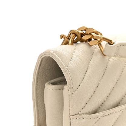 Saint Laurent Sheepskin Matelasse Chevron Monogram Large College Satchel Cream Soft 15 of 18
