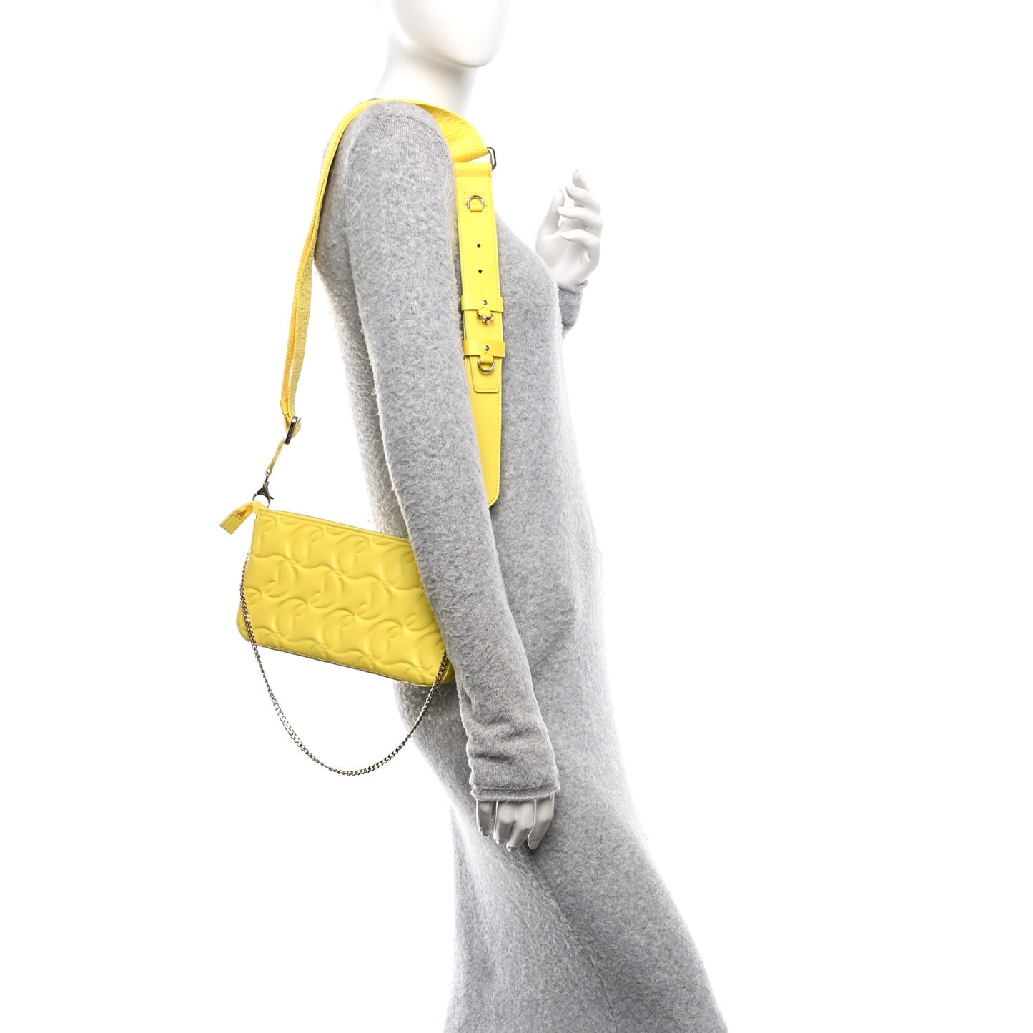 Nappa Embossed Loubila Pouch on Chain Yellow Queen