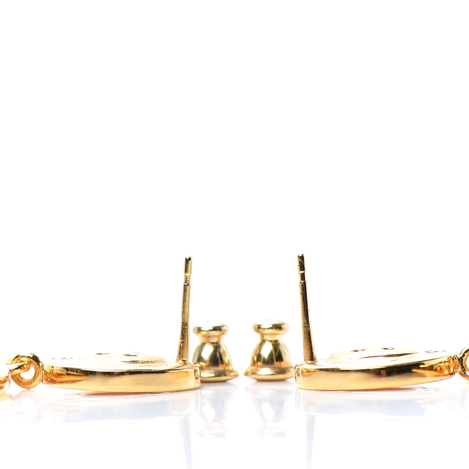 Chanel Metal Large Paris Button Earrings Gold 3 of 4