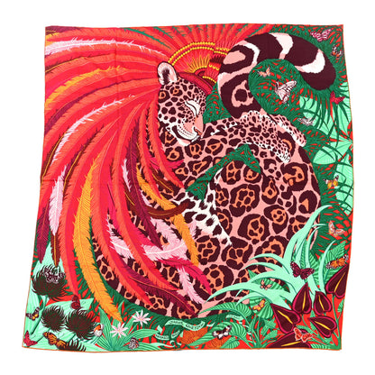 Hermes Cashmere Silk Jaguar Quetzal Shawl 140 Fuchsia Vert Jaune D'Or 1 of 5