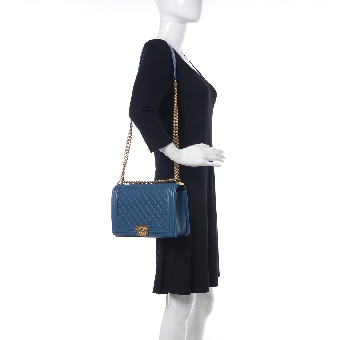 Lambskin Quilted New Medium Boy Flap Blue