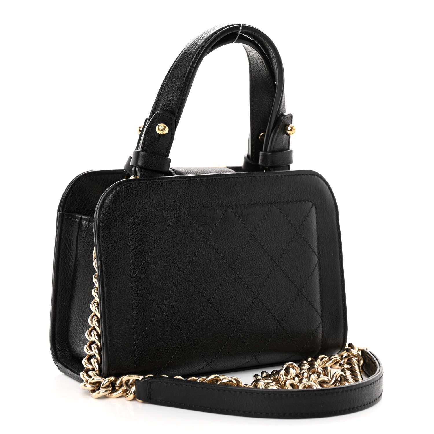 Chanel Grained Calfskin Stitched Mini Label Click Shopper Tote Black 3 of 10