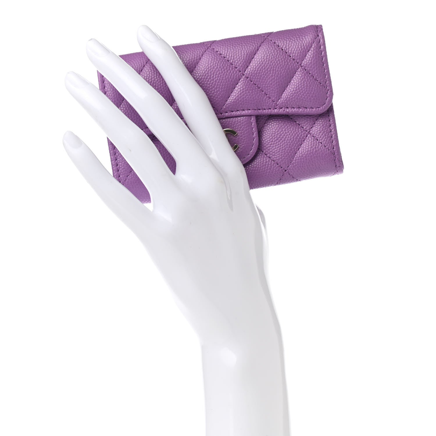 Chanel Caviar Quilted Flap Card Holder Wallet Purple 2 of 9