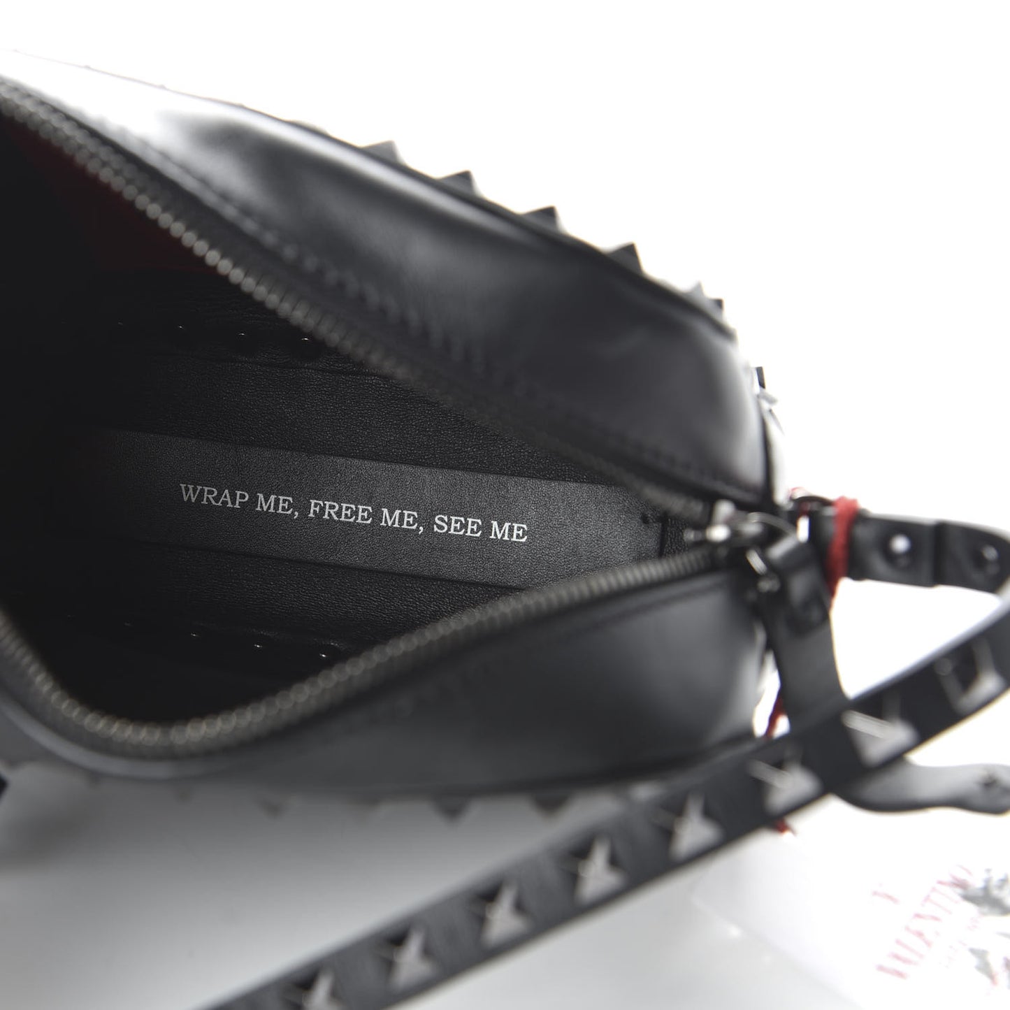 X UNDERCOVER Calfskin Rockstud Rose Print Camera Crossbody Bag Black
