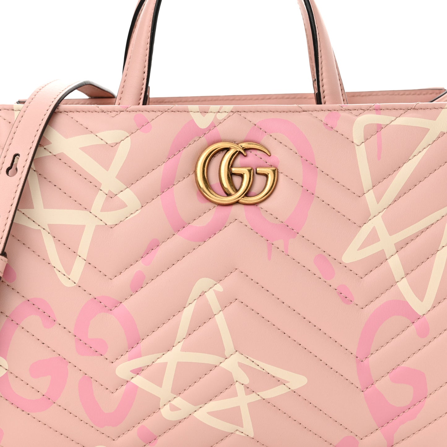 Calfskin Matelasse GucciGhost Small GG Marmont Tote Perfect Pink Rosa Ivory