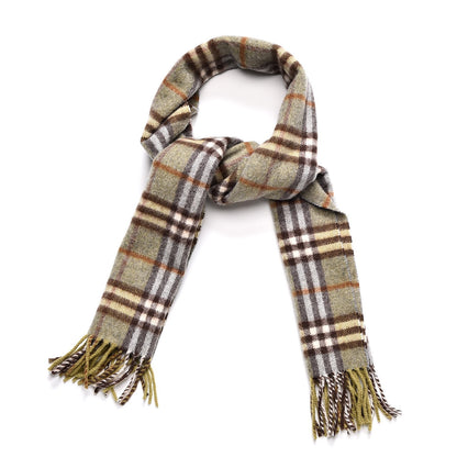 Burberry Cashmere Nova Check Fringe Scarf Green 1 of 4