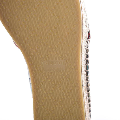 Gucci GG Supreme Monogram Blooms Espadrilles 37.5 Beige Blue Navy Hibiscus Red 6 of 8