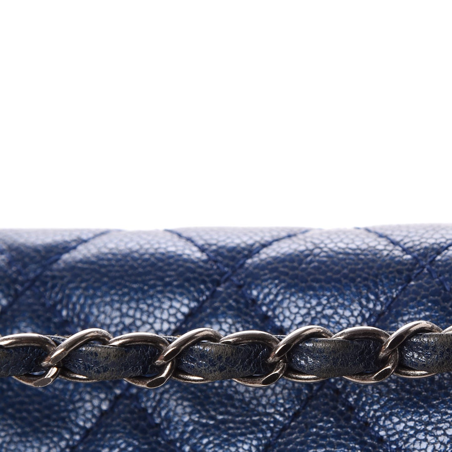 Iridescent Caviar Quilted Large Chic Flap Blue