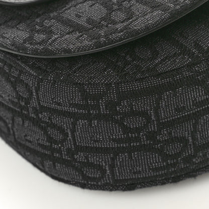 Christian Dior Oblique Jacquard Grained Calfskin Saddle Messenger Pouch Black 9 of 10