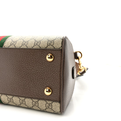 Gucci GG Supreme Monogram Textured Dollar Calfskin Web Medium Ophidia Top Handle Bowler Bag Beige Ebony New Acero 10 of 10