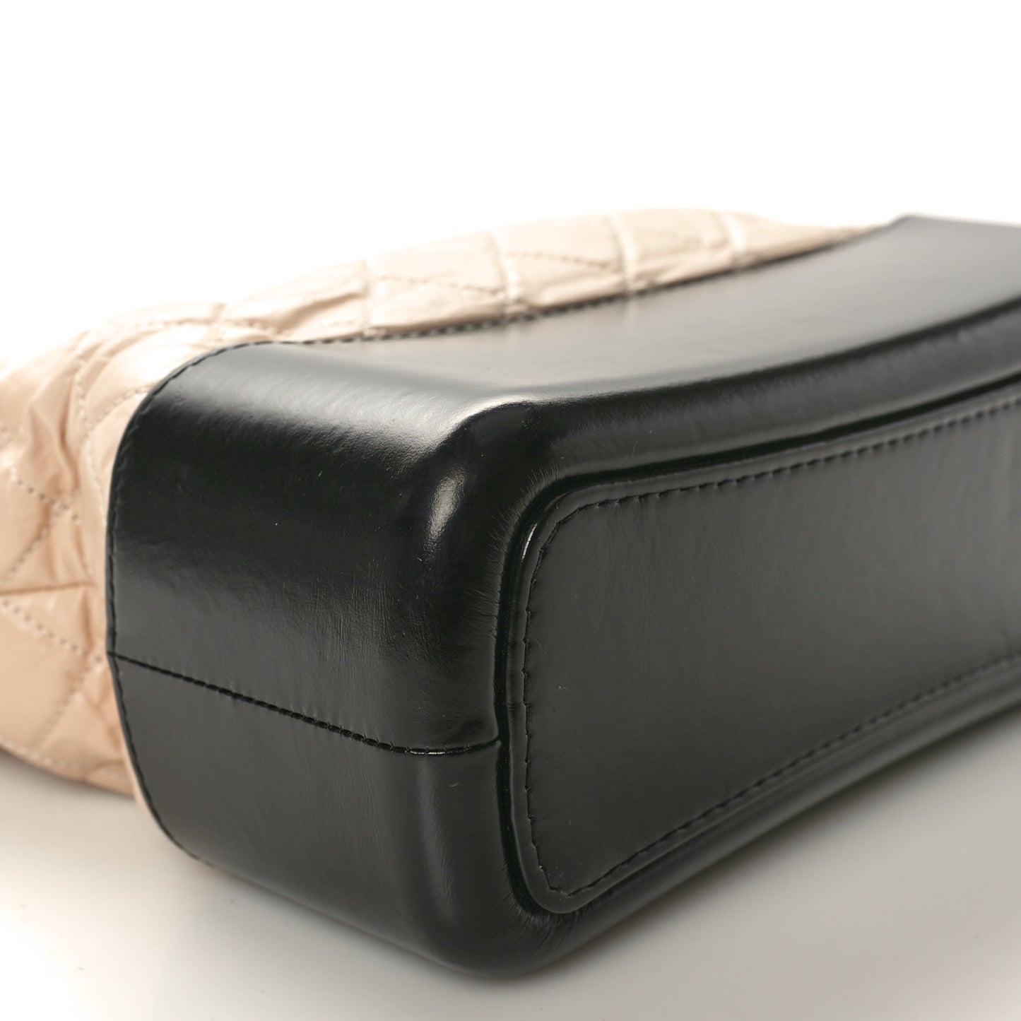 Aged Calfskin Quilted Medium Gabrielle Hobo Beige Black