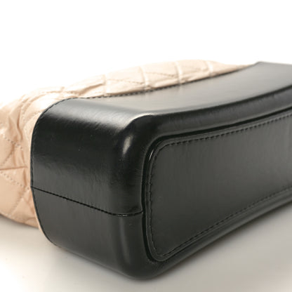 Chanel Aged Calfskin Quilted Medium Gabrielle Hobo Beige Black 9 of 10