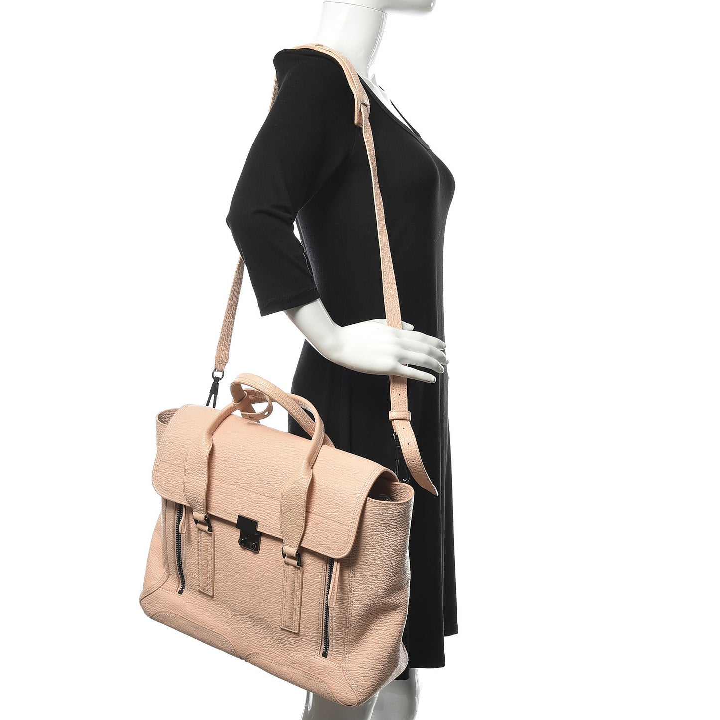 3.1 Textured Calfskin Large Pashli Satchel Blush