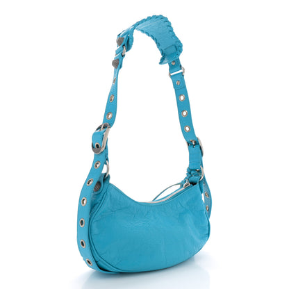 Balenciaga Agneau Arena Le Cagole Shoulder Bag XS Cyan 4 of 13