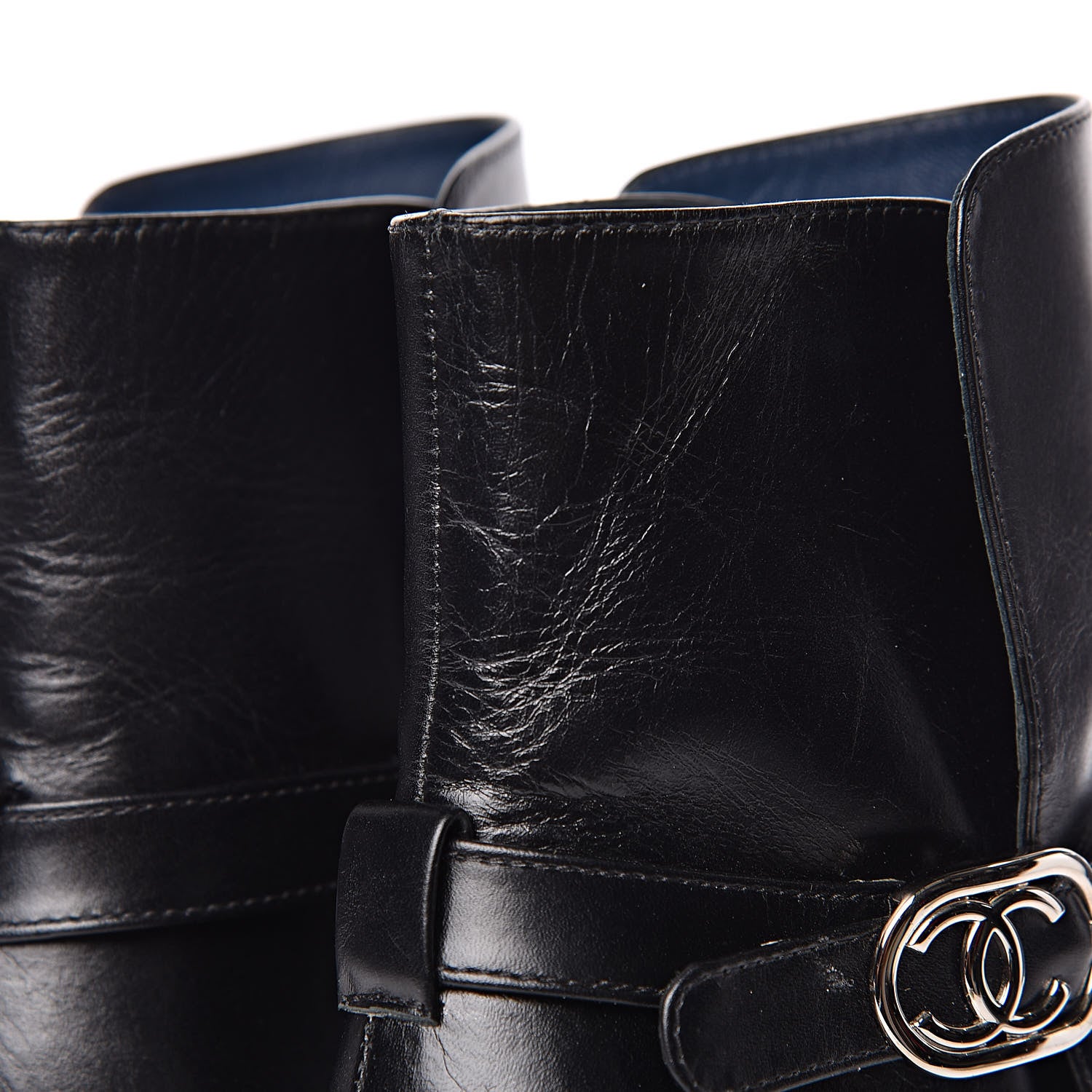 Chanel Calfskin Quilted Cap Toe Boots 36.5 Black Brown 8 of 14