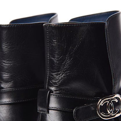 Chanel Calfskin Quilted Cap Toe Boots 36.5 Black Brown 8 of 14