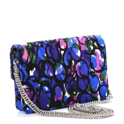 Balenciaga Velvet Floral Quilted BB Wallet On Chain Bleu 2 of 9