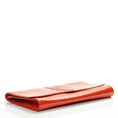 Saint Laurent Textured Patent Monogram Large Belle De Jour Clutch Red 4 of 6
