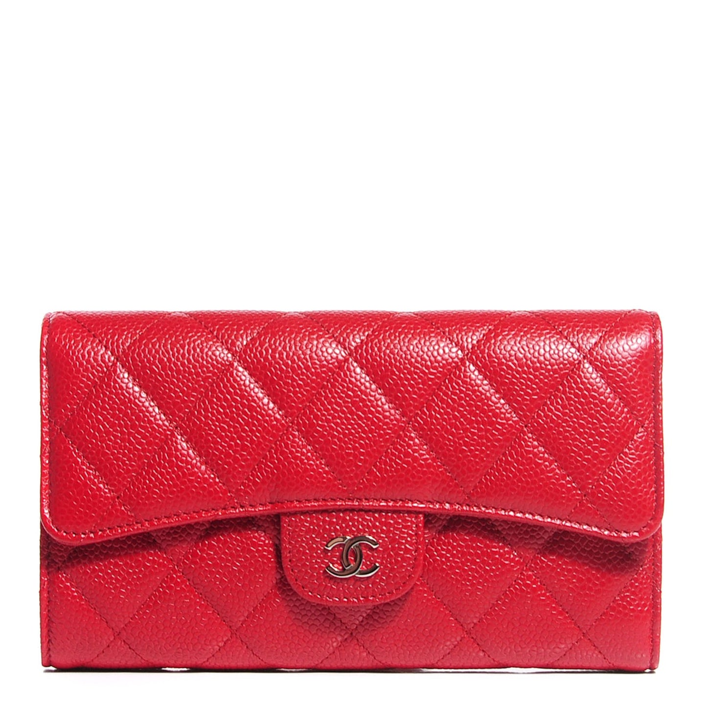Caviar Quilted Large Flap Wallet Red