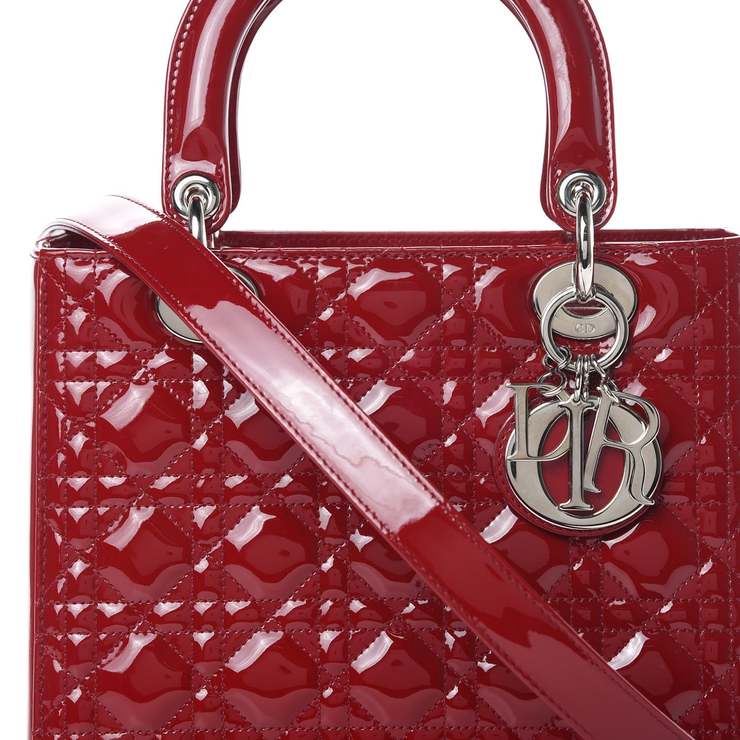 Christian Dior Patent Cannage Medium Lady Dior Red 8 of 10