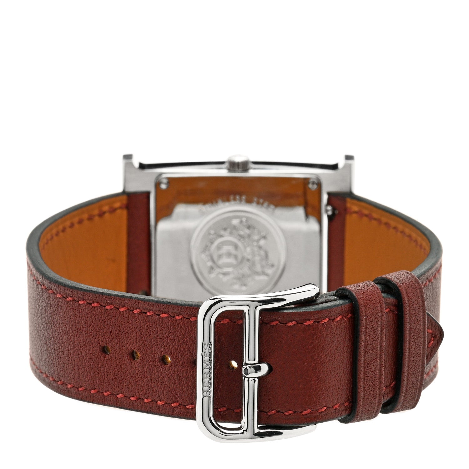 Hermes Stainless Steel Swift 26mm Heure H Hour Quartz Watch Rouge 3 of 4