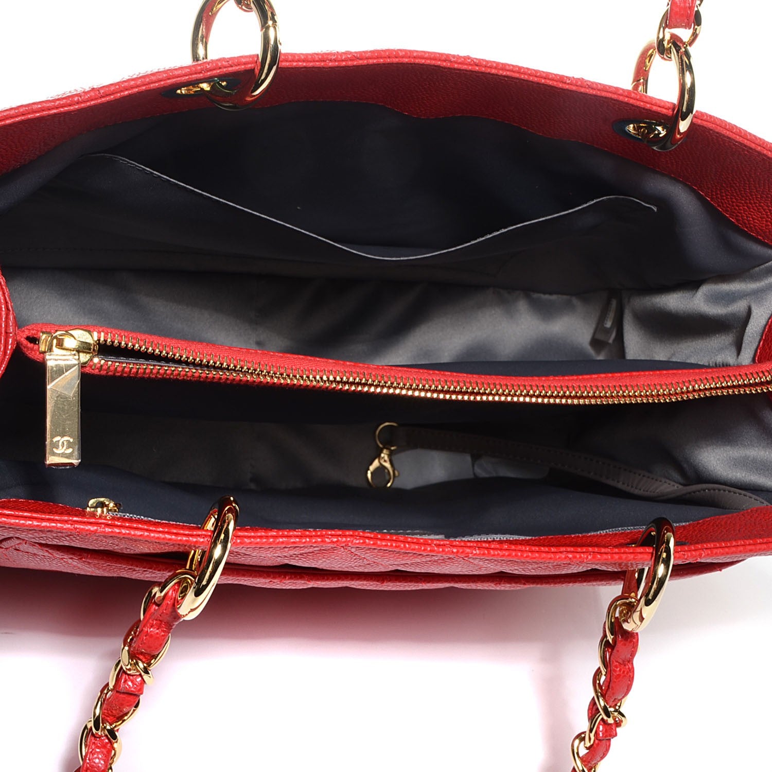 Chanel Caviar Quilted Grand Shopping Tote GST Red 5 of 7