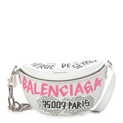 Balenciaga Agneau Arena Graffiti All Over XXS Souvenir Belt Bag White Multicolor 1 of 11