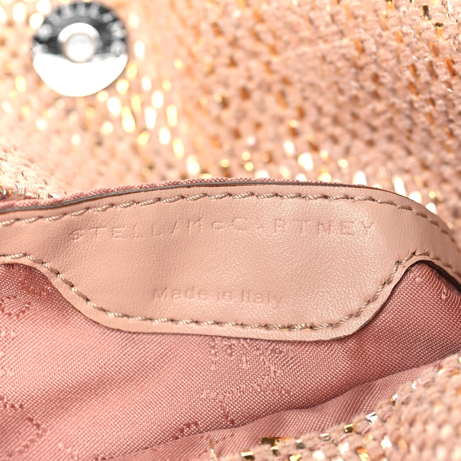 Stella McCartney Metallic Woven Raffia Mini Falabella Fold Over
