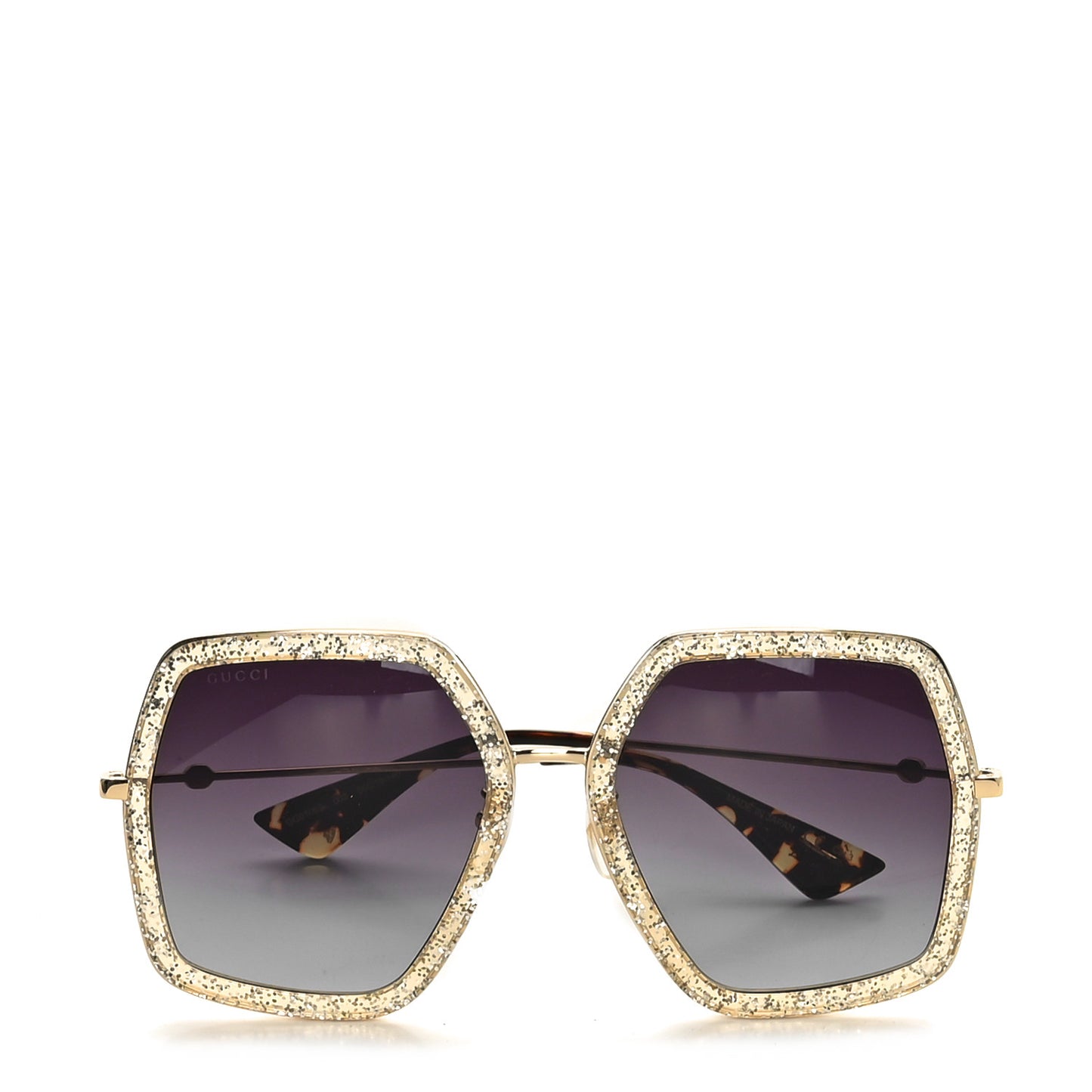 Glitter Acetate Oversize Square Frame Sunglasses GG0106S Gold