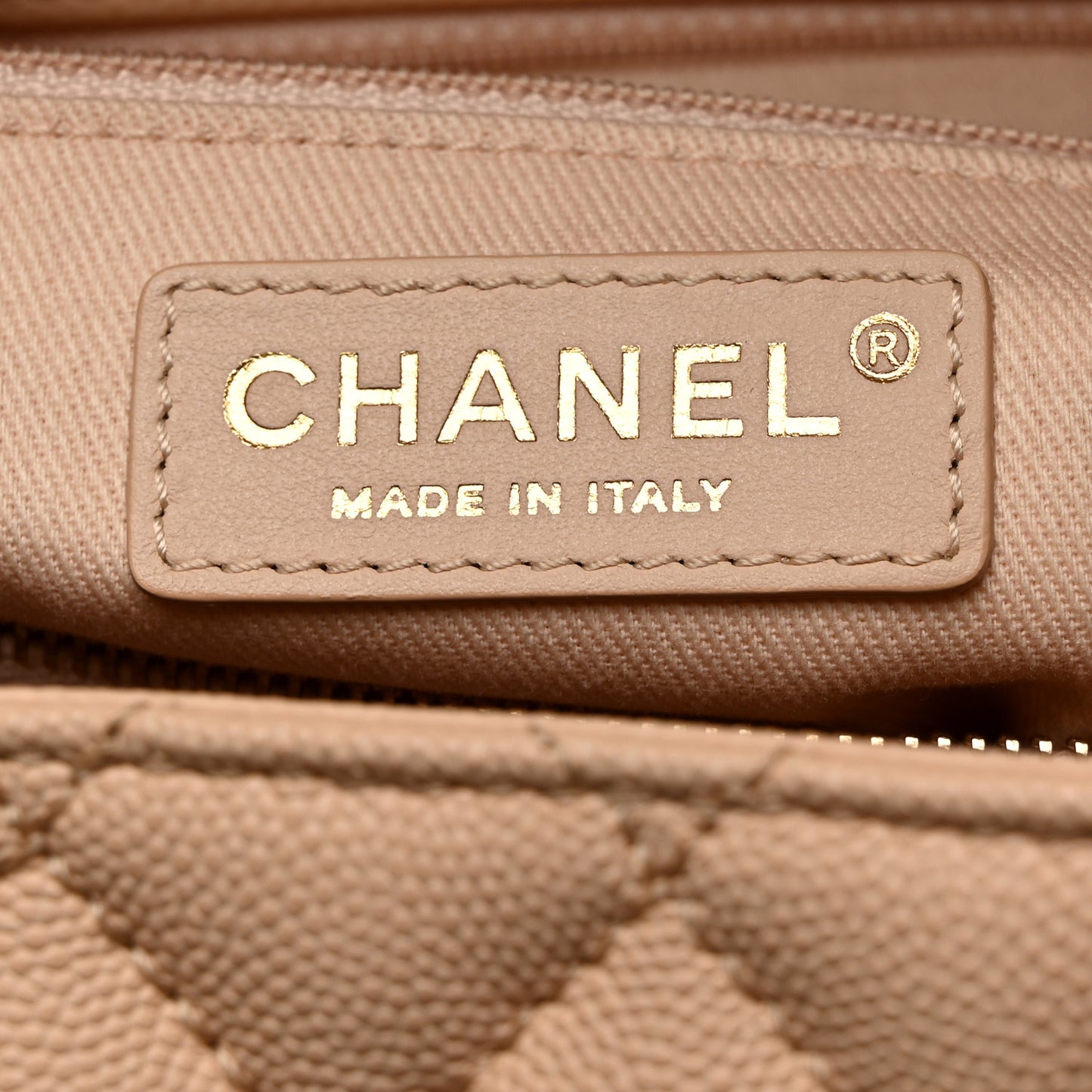 Caviar Quilted Medium Coco Handle Flap Light Beige