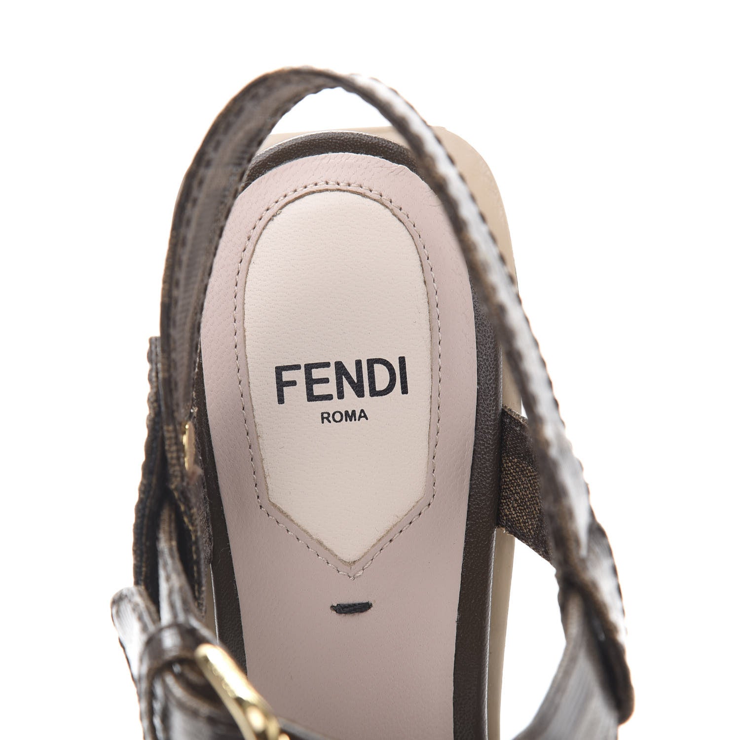 Fendi Glazed Fabric FF Wedge Sandals 36.5 Tobacco Moro 7 of 9