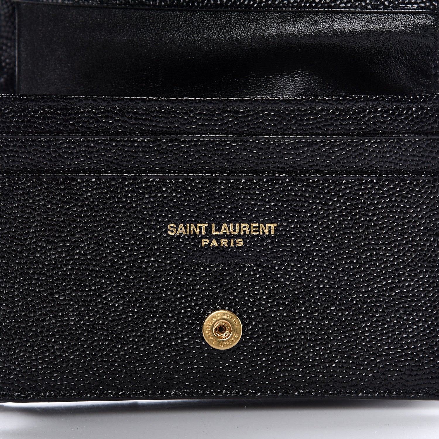 Saint Laurent Grain De Poudre Matelasse Chevron Monogram Card Case Black 6 of 10