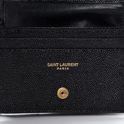 Saint Laurent Grain De Poudre Matelasse Chevron Monogram Card Case Black 6 of 10