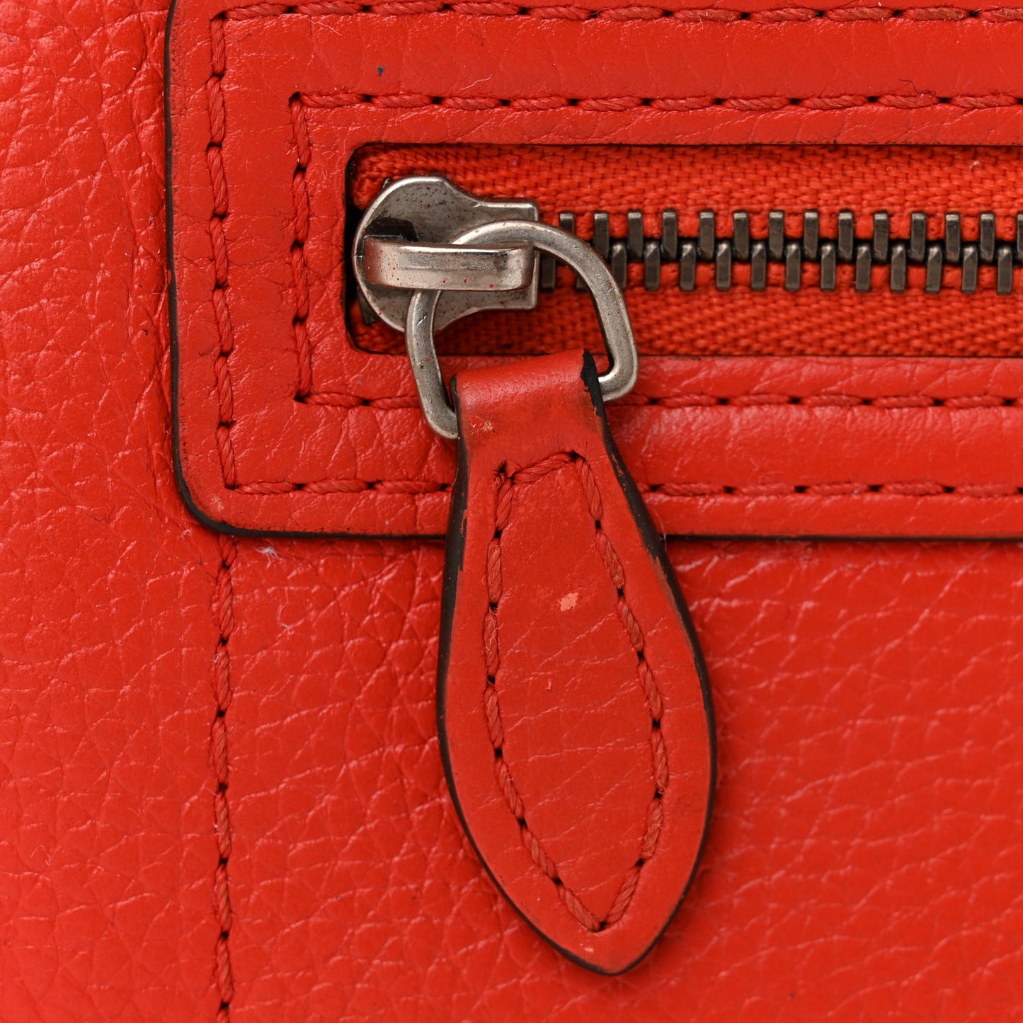 Drummed Calfskin Nano Luggage Vermillion