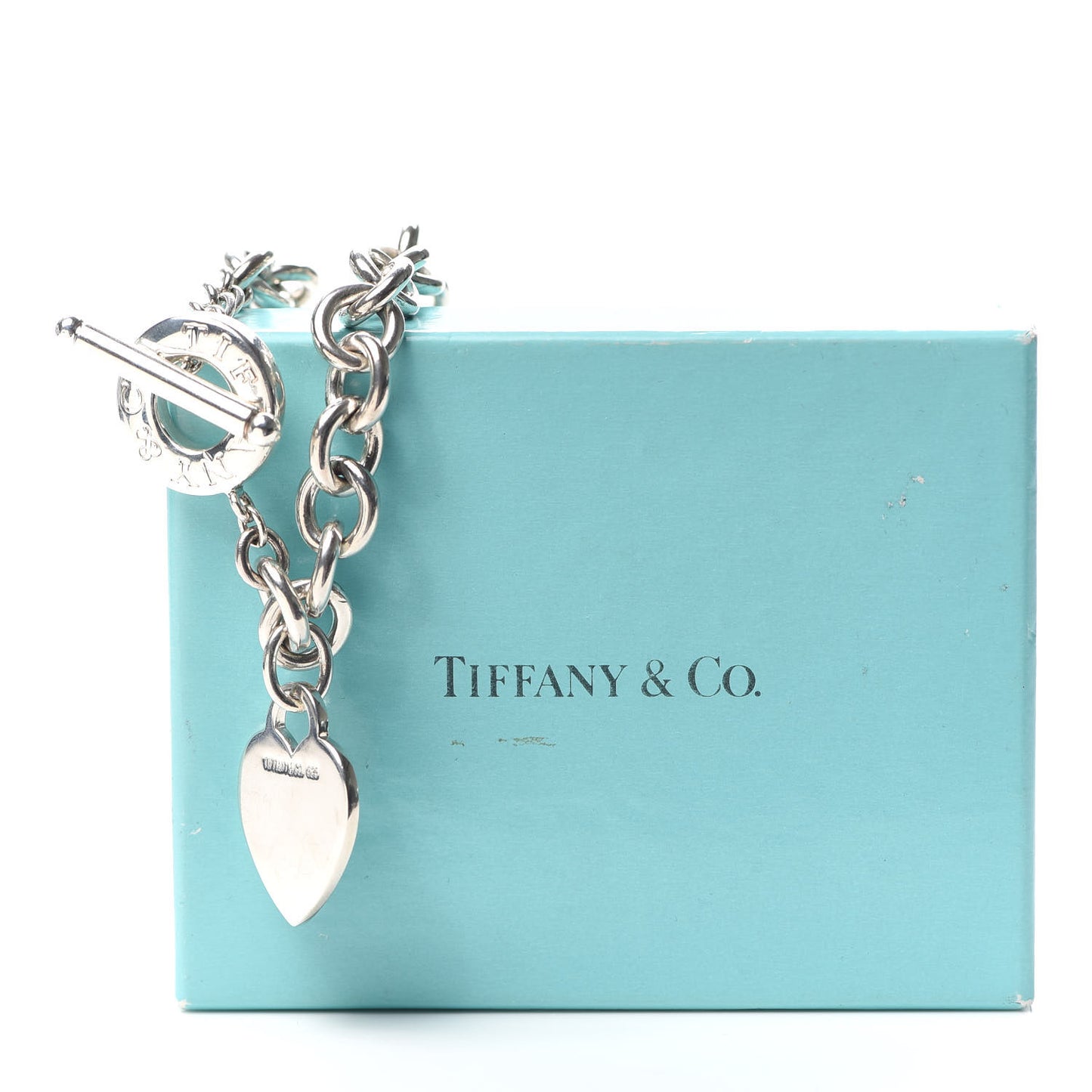 Sterling Silver Heart Tag Toggle Necklace