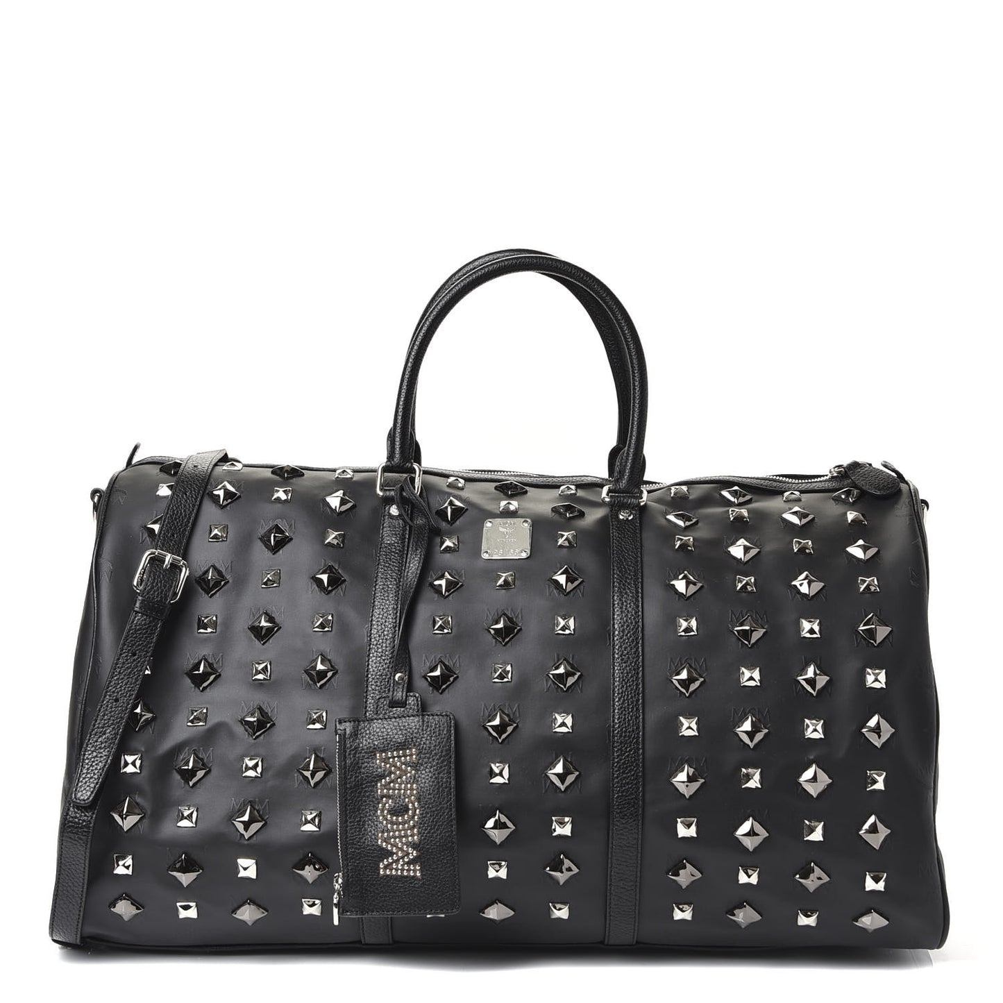 Monogram Coated Canvas Spiked Weekender Black