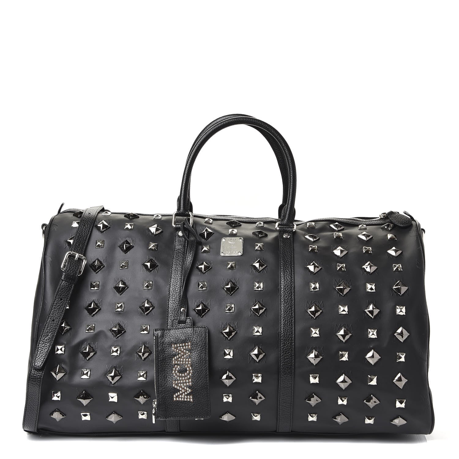 MCM Monogram Coated Canvas Spiked Weekender Black 1 of 8