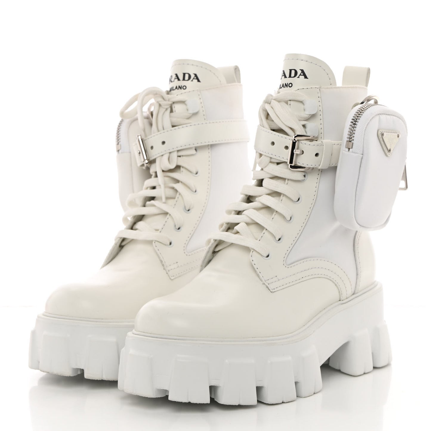Spazzolato Rois Re-Nylon Metal Triangle Logo Monolith Pouch Pocket 55mm Boots 35 White