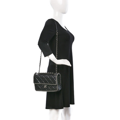 Chanel Crumpled Calfskin Medium Chain All Over Flap Black 2 of 9