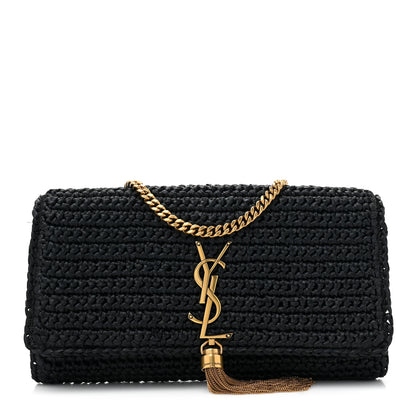 Saint Laurent Raffia Monogram Tassel Kate 99 Black 1 of 10