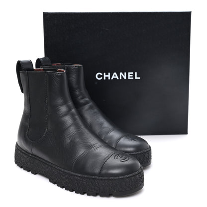 Chanel Calfskin Cap Toe CC Ankle Boots 39.5 Black 10 of 10