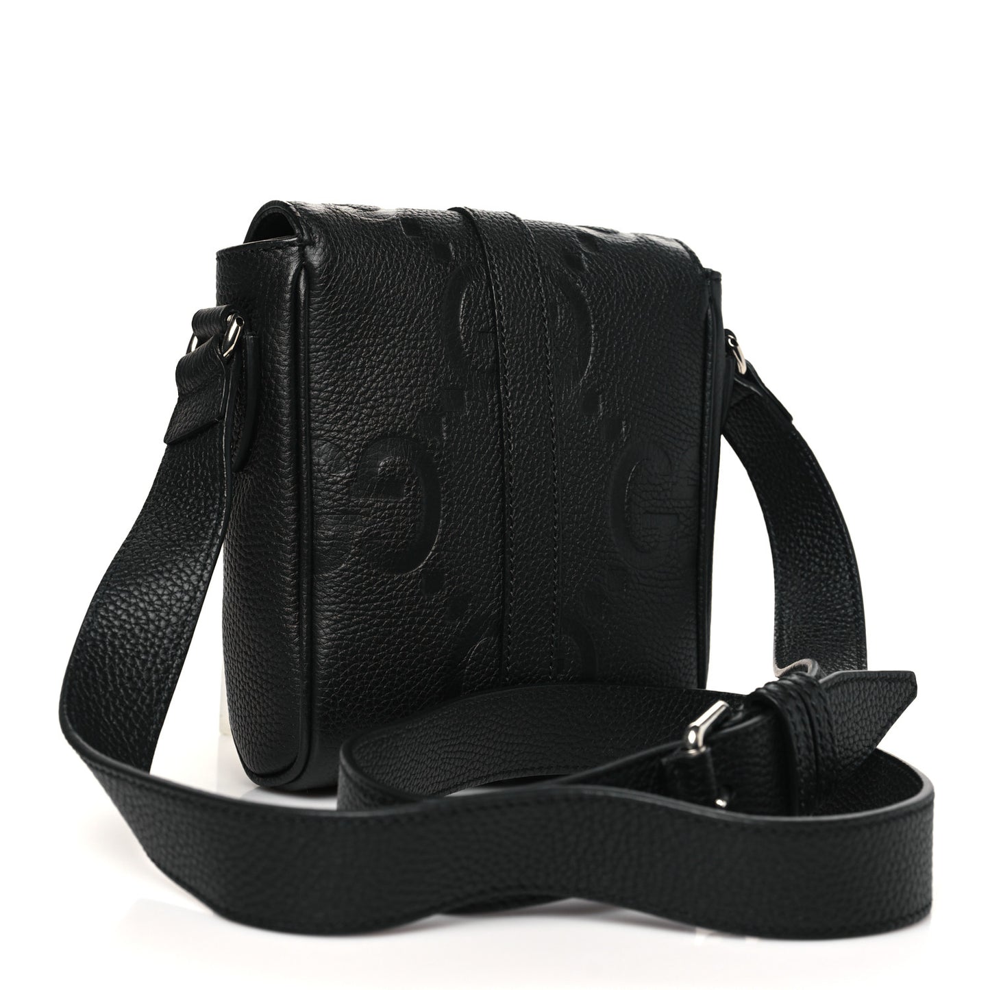 Piuma Calfskin Jumbo GG Embossed Small Messenger Bag Black