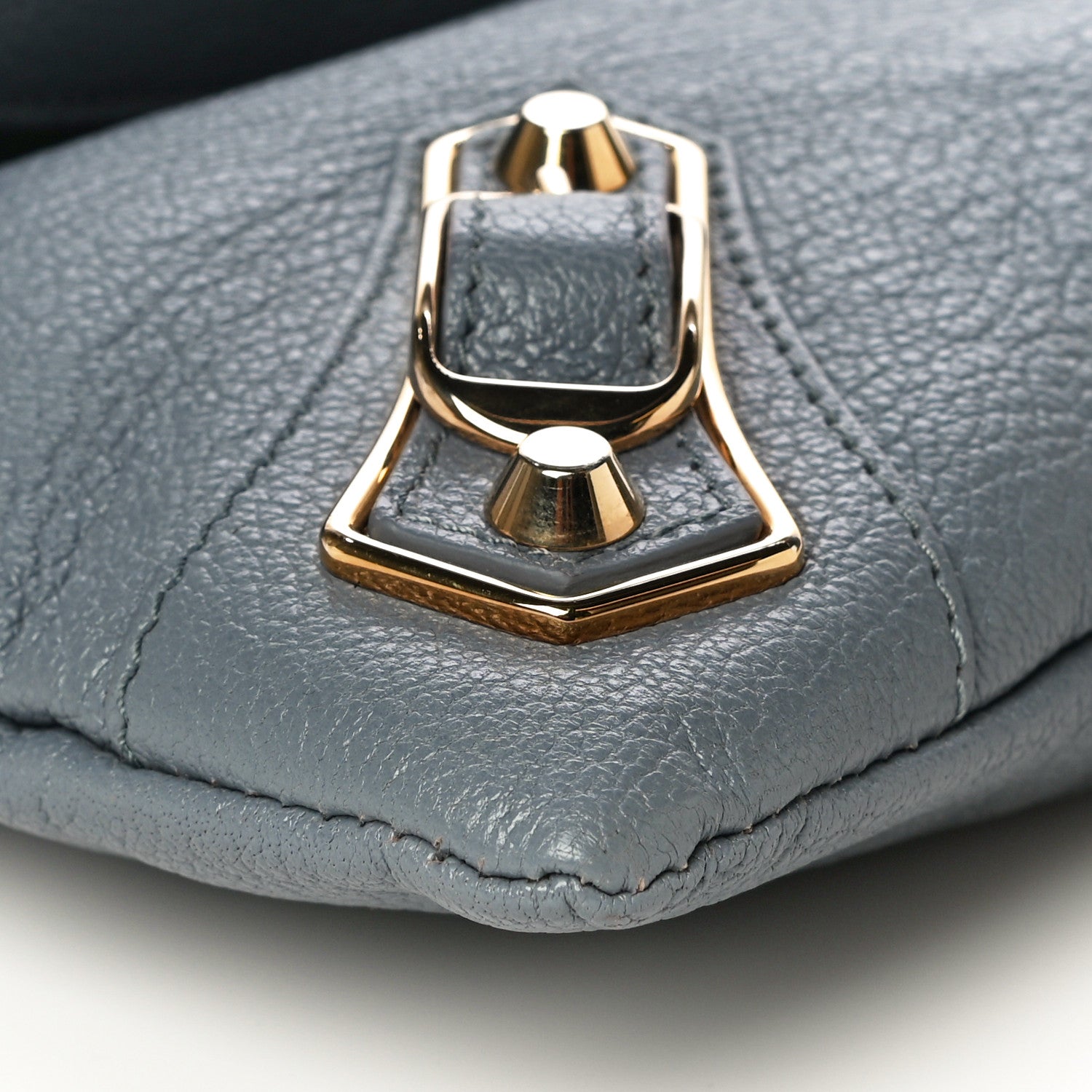 Balenciaga Chevre Gold Metallic Edge Hardware Envelope Clutch Bleu Acier 8 of 9